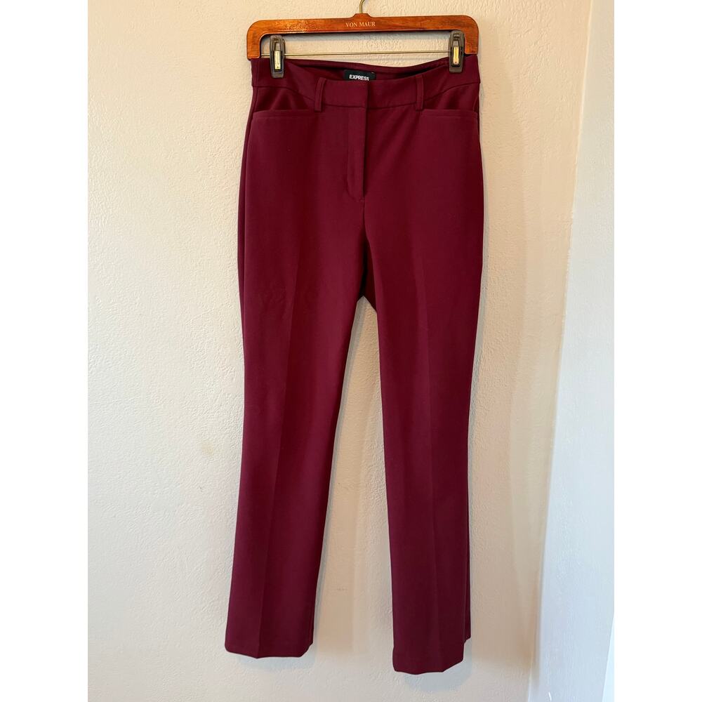 Women's Express Burgundy Super Soft Twill Boot High Rise Work Dress Pants Sz 6 R